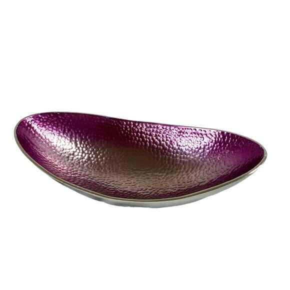 Iridescent Hues Of Purple Hammered Console Bowl - Picture 2 of 7